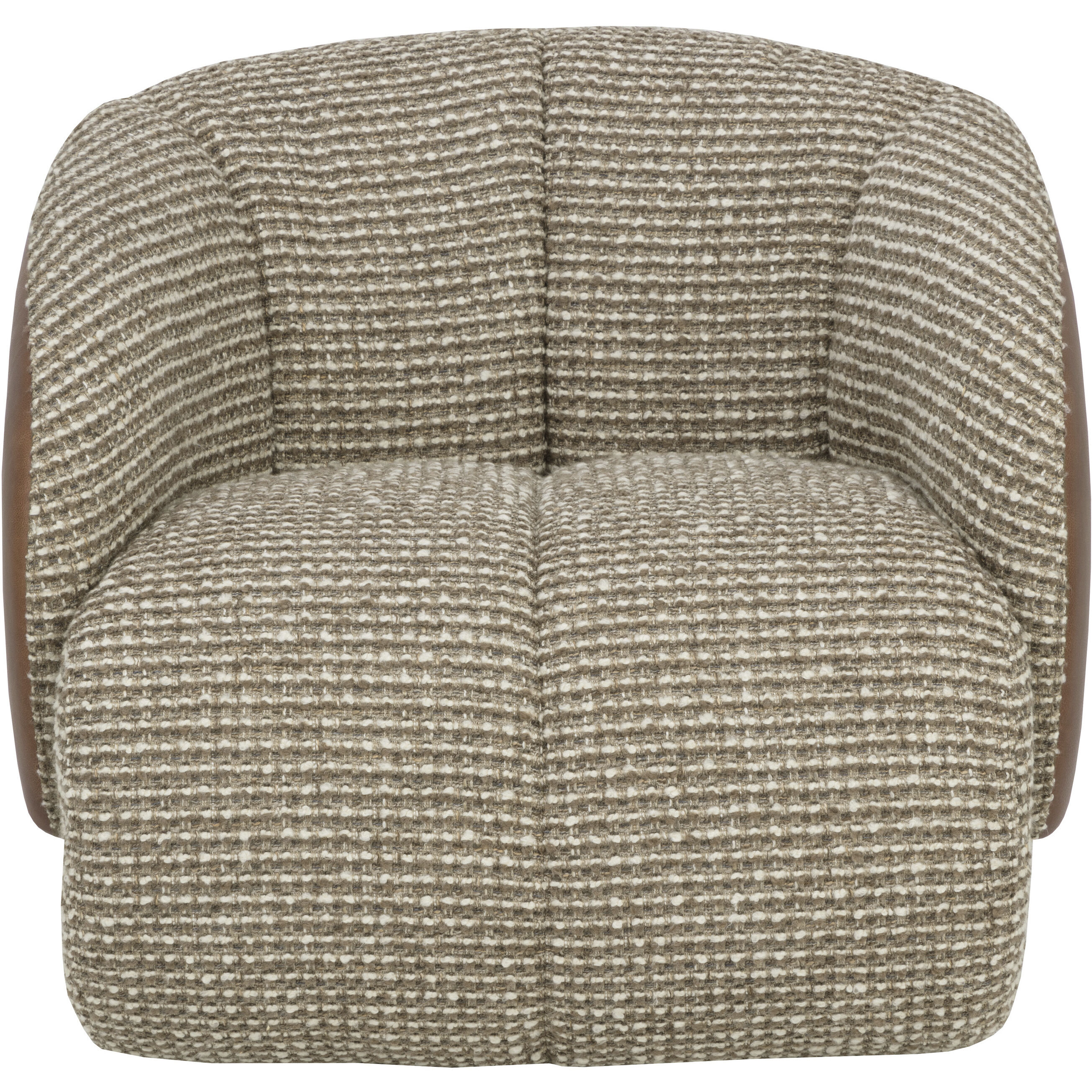 Camie Torched Meringue / Cognac Leather Swivel Lounge Chair